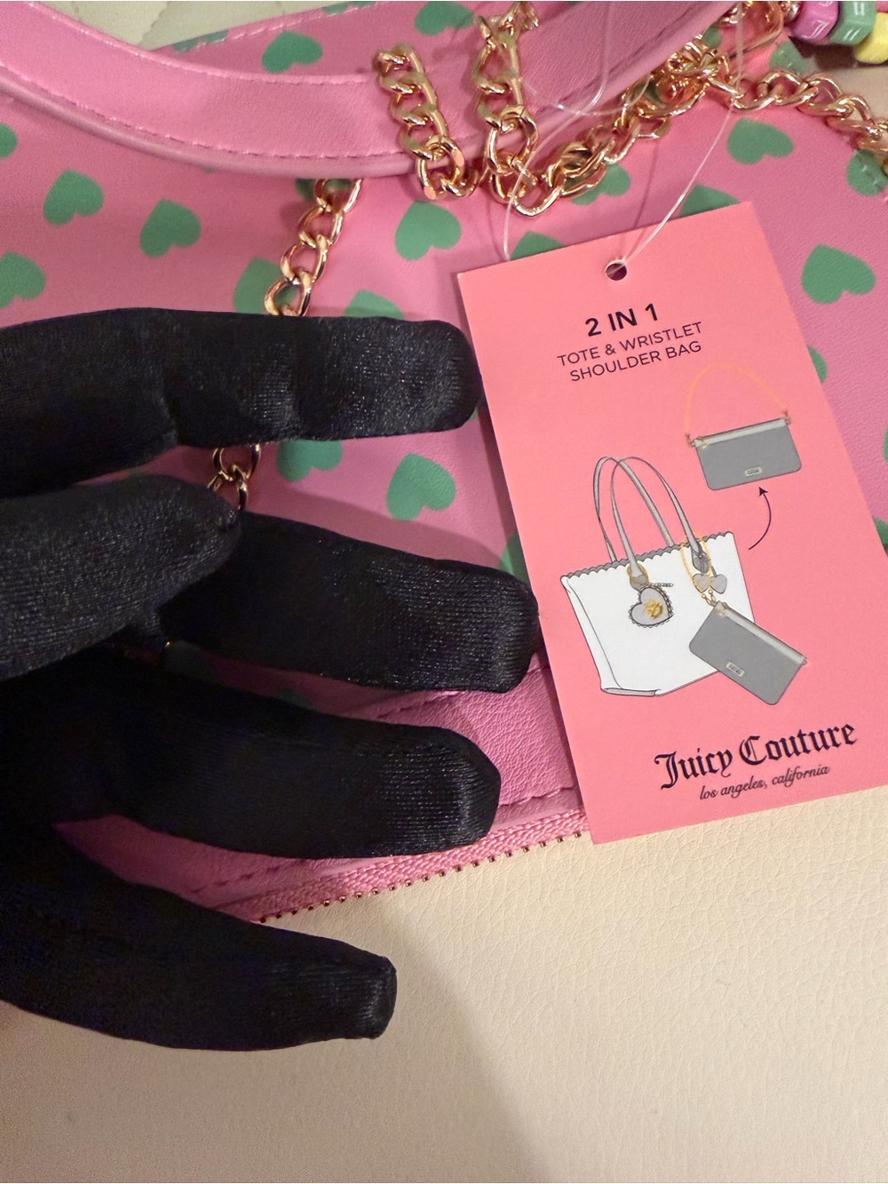 Juicy Couture Pink & Mint Heart Tote Set - Picture 5 of 7